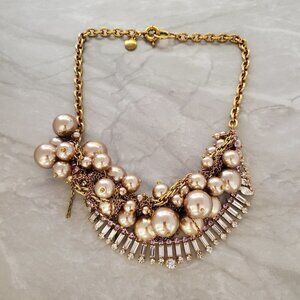 ✨ J.Crew RARE HTF Pearl Rhinestone Crystal Cluster Runway Statement Neckalce ✨